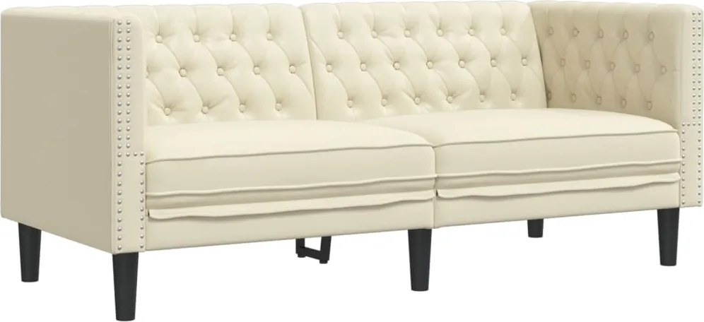 vidaXL 2 személyes krémszínű műbőr Chesterfield kanapé