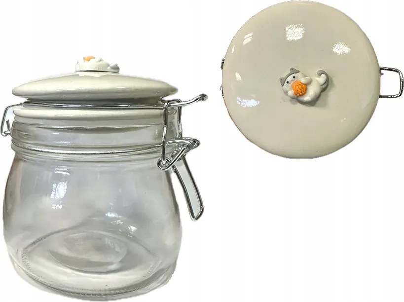Üveg Tároló cica figurával 0,5L
