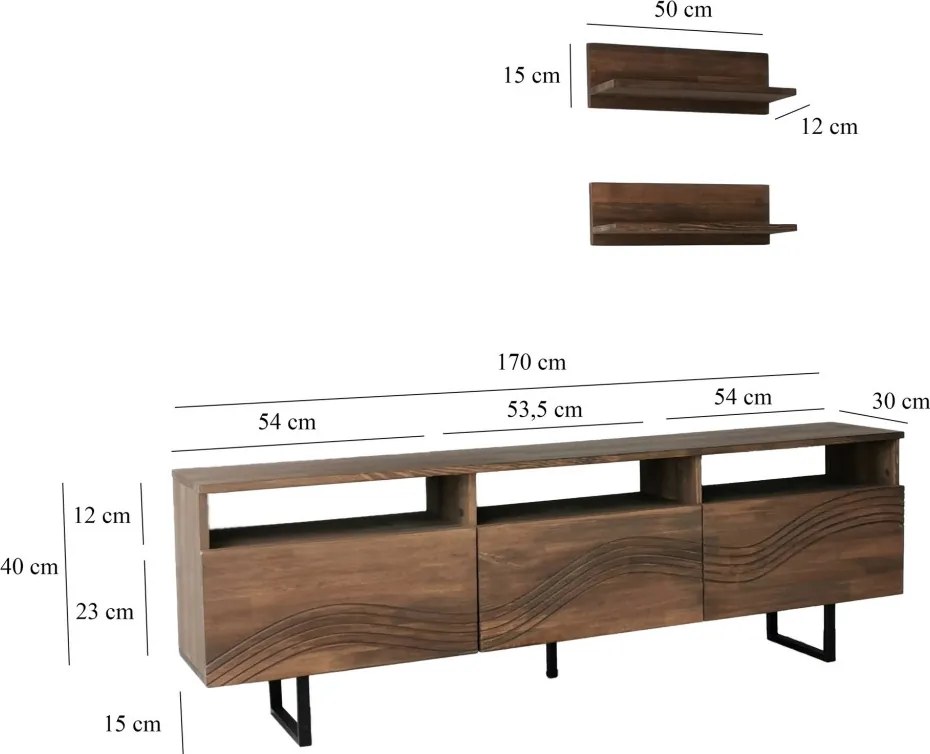 Onda fém TV-állvány, dió, 50 cm