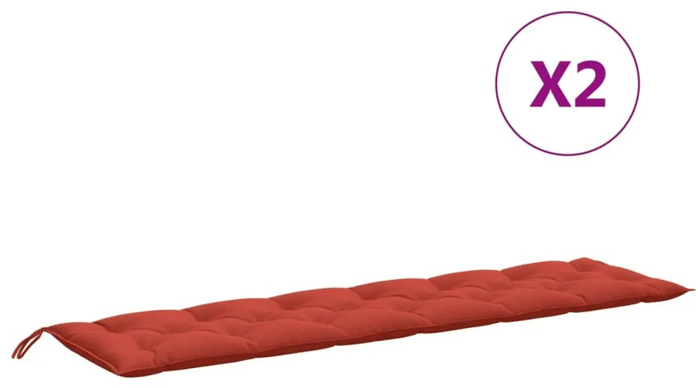 2 db melange piros szövet kerti padpárna 200 x 50 x 7 cm