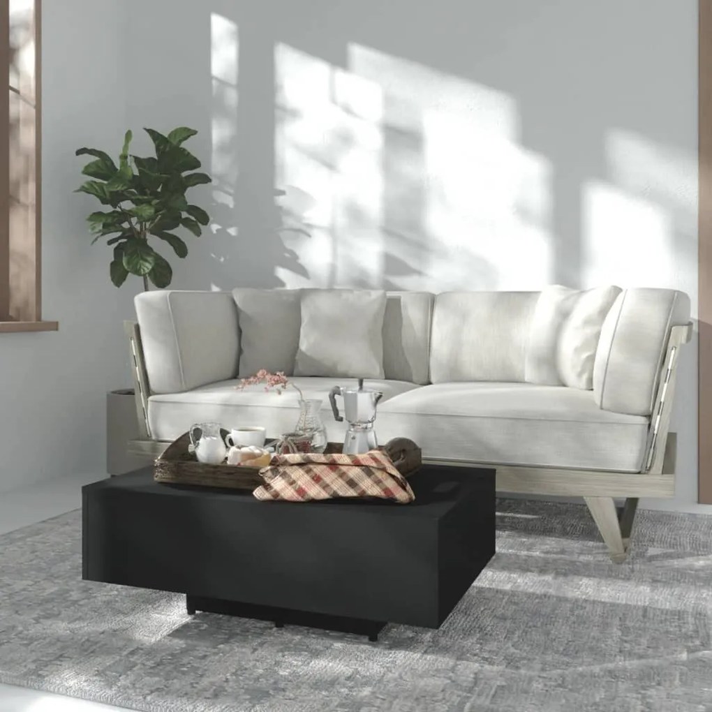 Fekete szerelt fa dohányzóasztal 85 x 55 x 31 cm