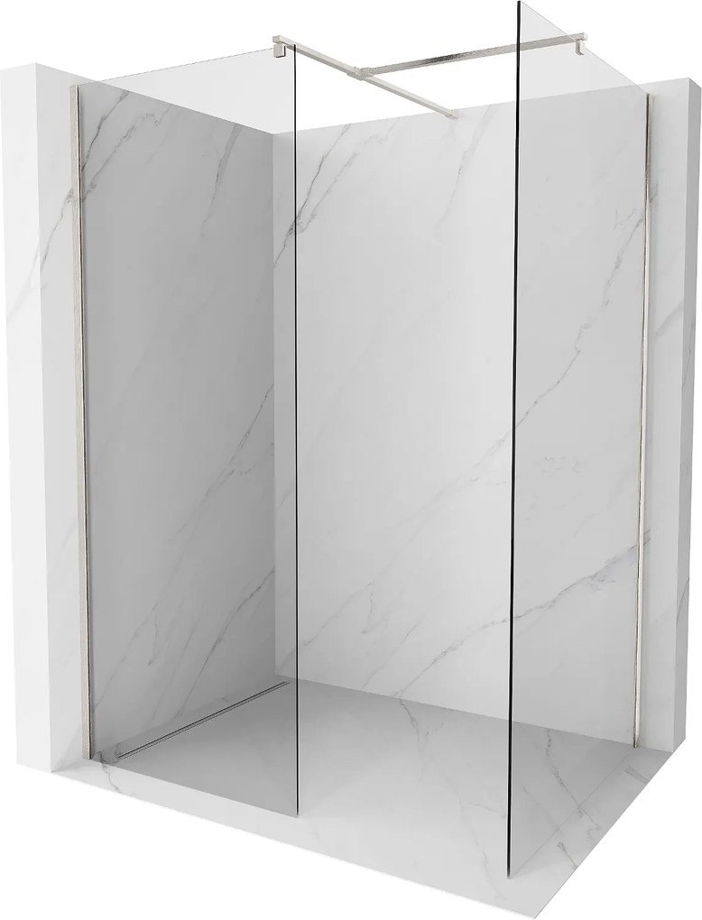 Mexen Kioto, 2 falas Walk-In zuhany paraván 160 x 95 cm, 8 mm átlátszó üveg, csiszolt acél profil, 800-160-202-97-00-095