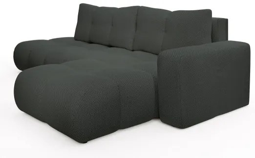 Ággyá alakítható, jobb oldali, L-alakú kárpitozott ülőgarnitúra ALMADA, antracit, tárolóhellyel