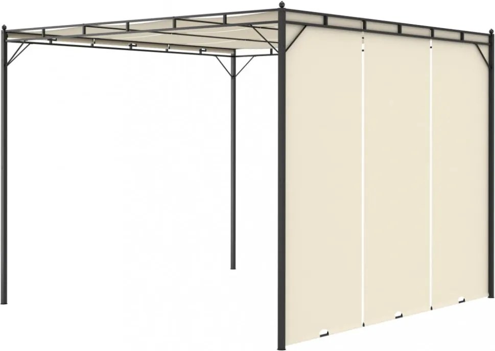 krémszínű kerti pavilon oldalfüggönnyel 3 x 3 x 2,25 m