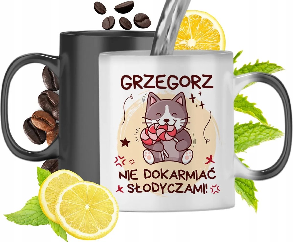 Mágikus bögre Gergelynek Fekete matt nyomott mintával 330ml