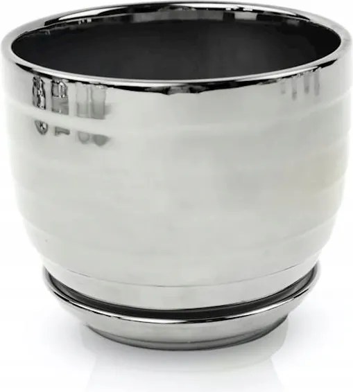 Kerámia kaspó virágtartóval 16 cm ezüst dekoratív