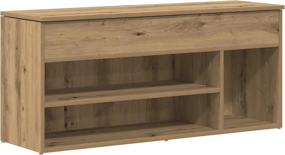 vidaXL kézműves tölgy színű szerelt fa cipőtároló pad 102x30,5x45 cm