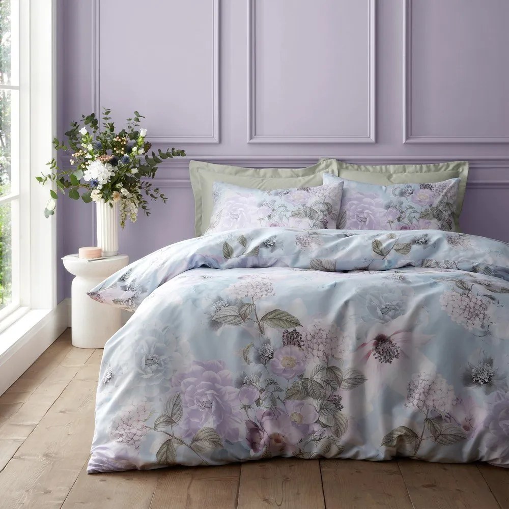 Világoskék egyszemélyes ágyneműhuzat 135x200 cm Floral Serenity – RHS