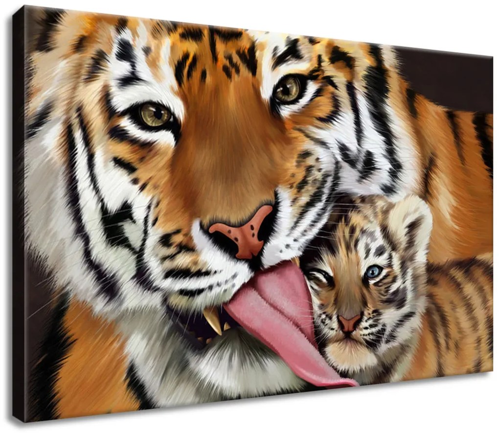 Gario Vászonkép Tigris és kis tigris Méret: 30 x 20 cm
