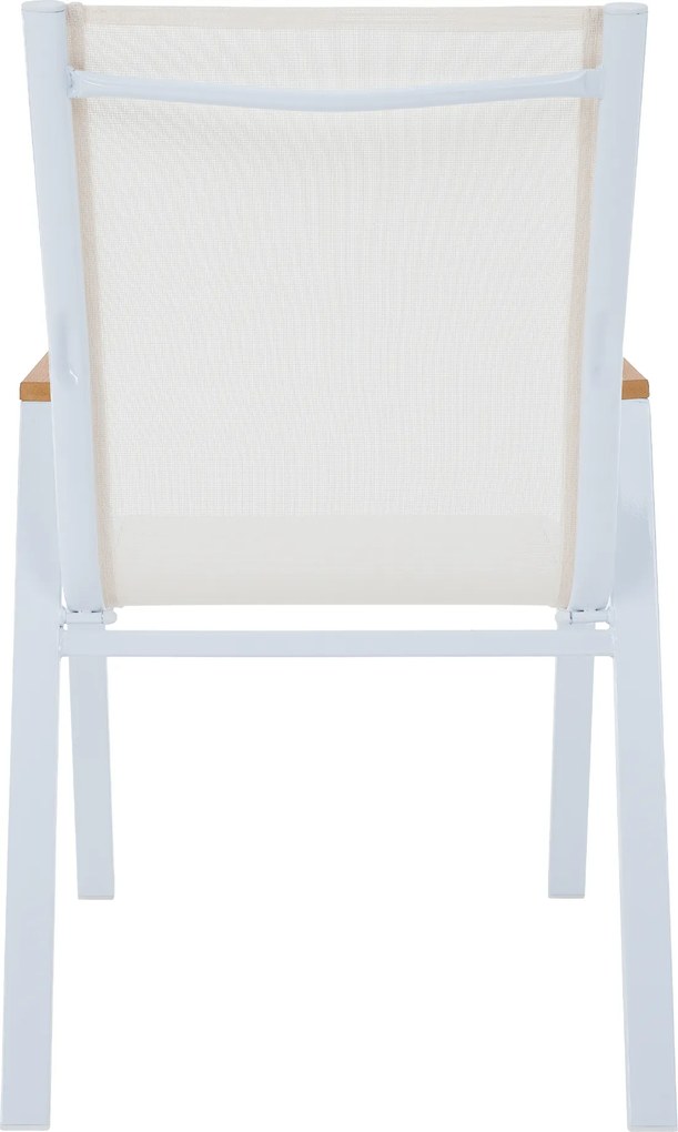 Kerti rakásolható szék, fehér acél/tölgy, BONTO