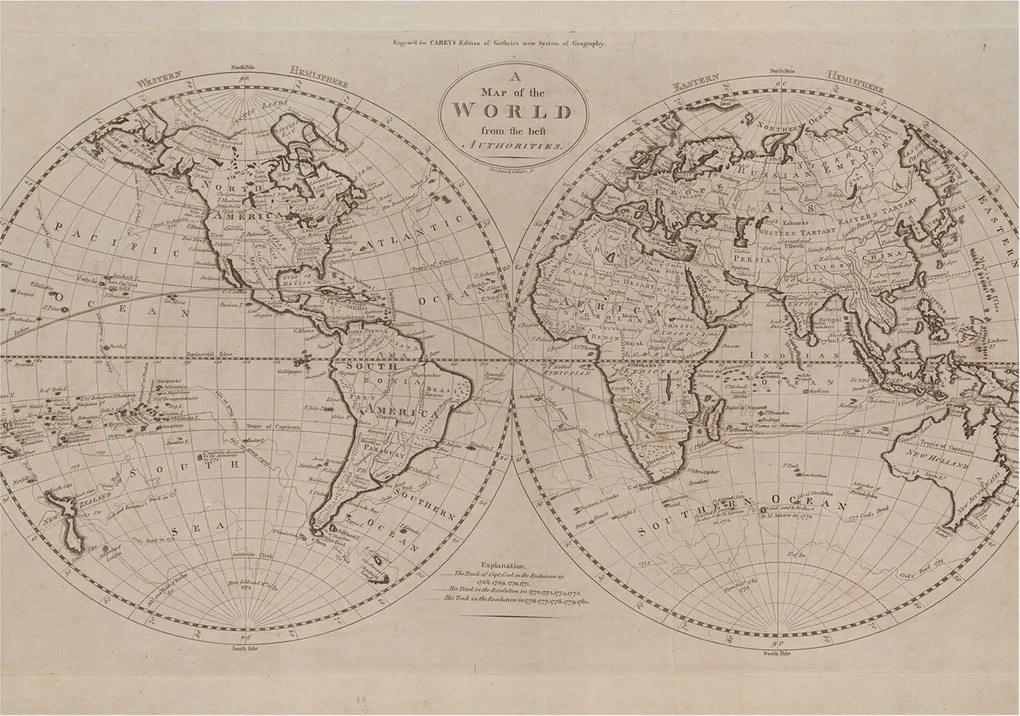Dekoratív Fotótapéta Hálószobába Régi térkép 208x146 Ragasztó