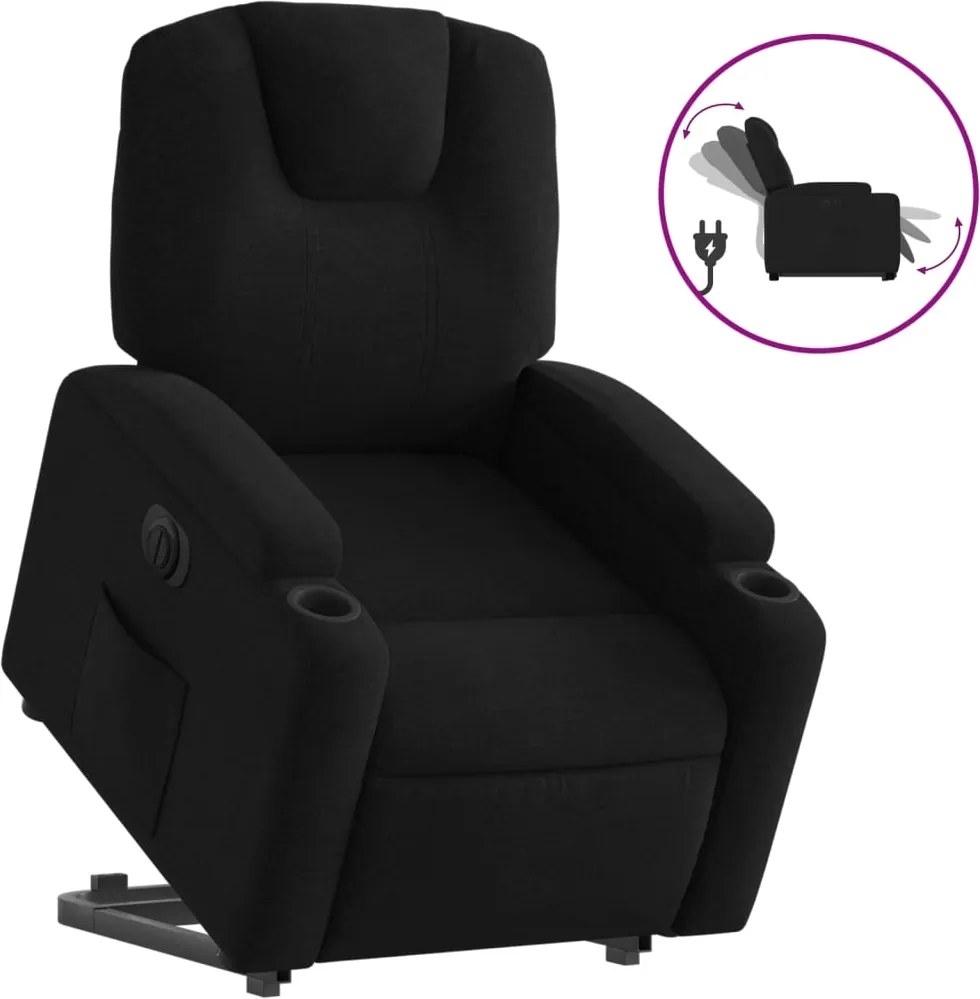 vidaXL elektromos felállást segítő fekete szövet dönthető fotel