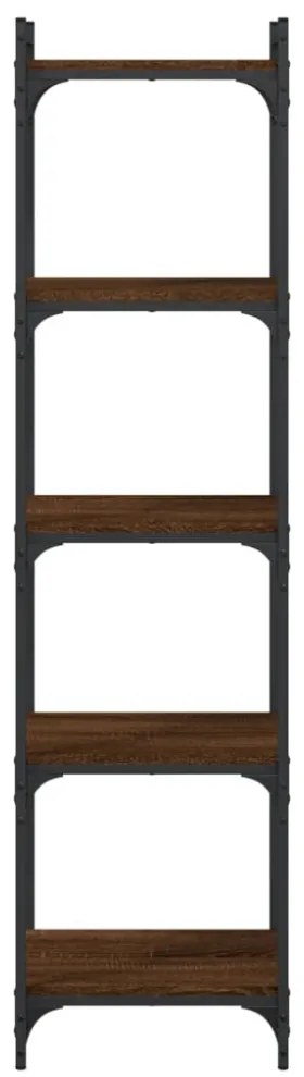 5 szintes barna tölgy színű szerelt fa könyvespolc 40x30x154 cm