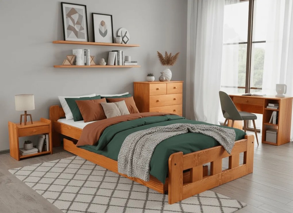 Naomi magasított ágy 120 x 200 cm, égerfa Ágyrács: Lamellás ágyrács, Matrac: Coco Maxi 20 cm matrac