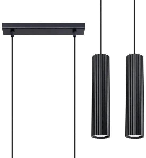 Sollux SL.1574 - Csillár zsinóron KARBON 2xGU10/10W/230V fekete
