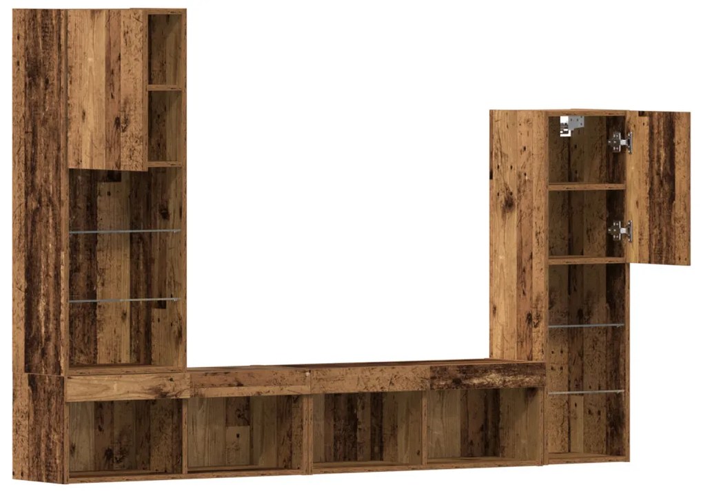 TV szekrény LED lámpákkal Megkopott fa 40.5x30x102 cm