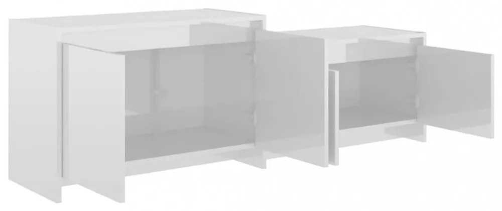 fehér magasfényű szerelt fa TV-szekrény 146,5x35x50 cm
