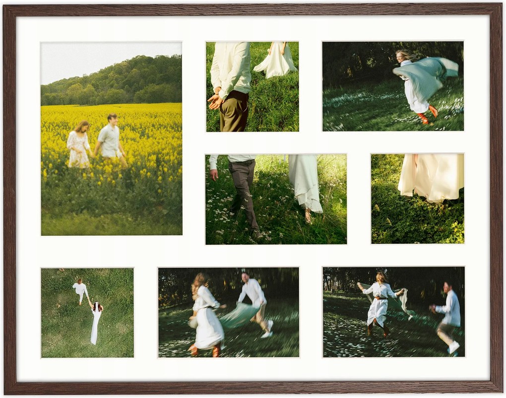 Képkeret 8 képhez 10x10 10x15 15x21 barna fotógaléria 40x50 cm Framai