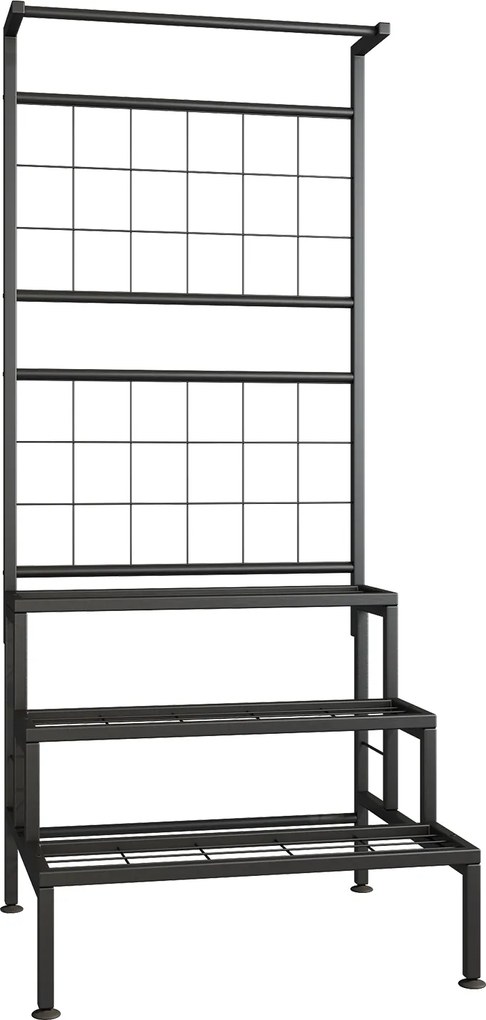 Fém virágállvány, fekete, BALKO