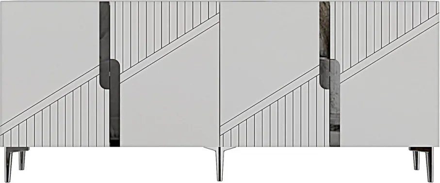 Evva komód, fehér-ezüst, 125 cm