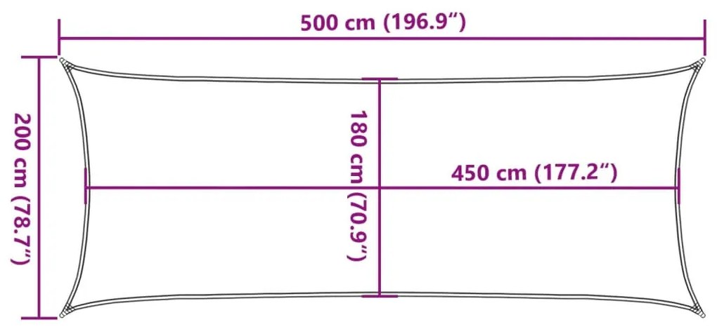krémszínű HDPE napvitorla 160 g/m² 2 x 5 m
