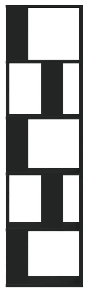 5 szintes fekete szerelt fa könyvespolc 45 x 23,5 x 162,5 cm
