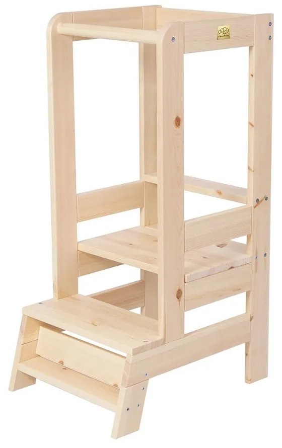 Natúr színű borovi fenyő tanulótorony Montessori – Meowbaby