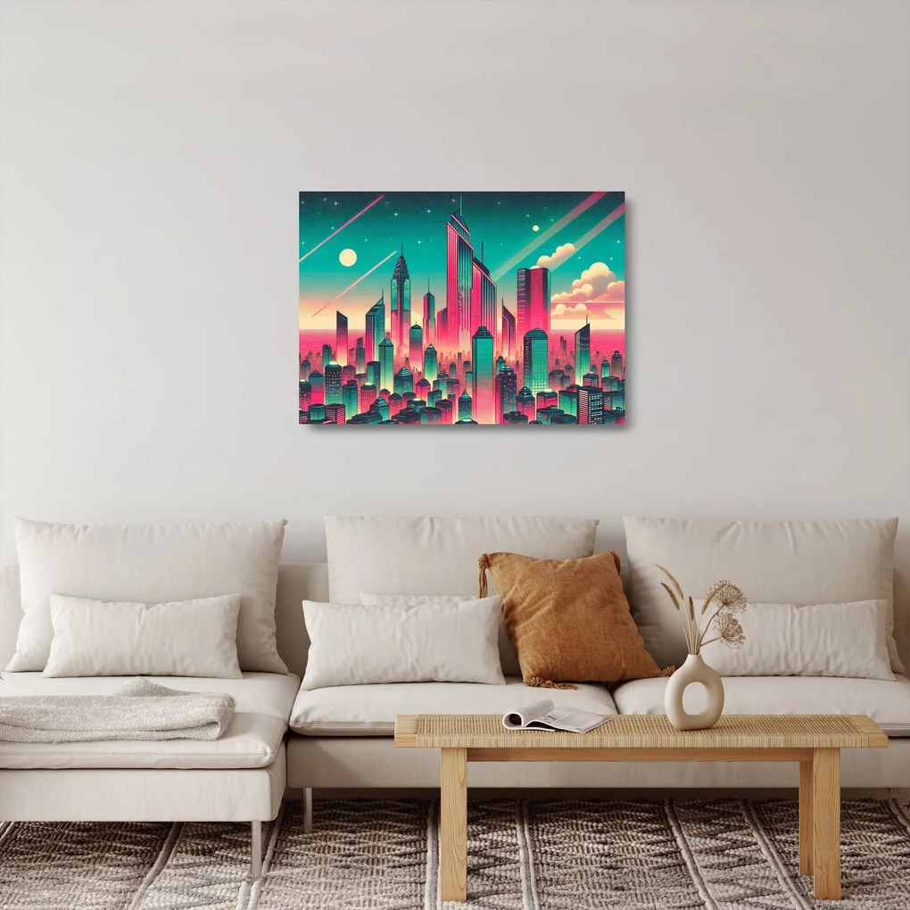 Üveg kép – Nagyváros pop-art stílusban (70x50 cm)