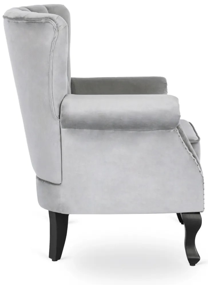 Chesterfield Fotel Szürke Bársony Kárpittal. MALLO