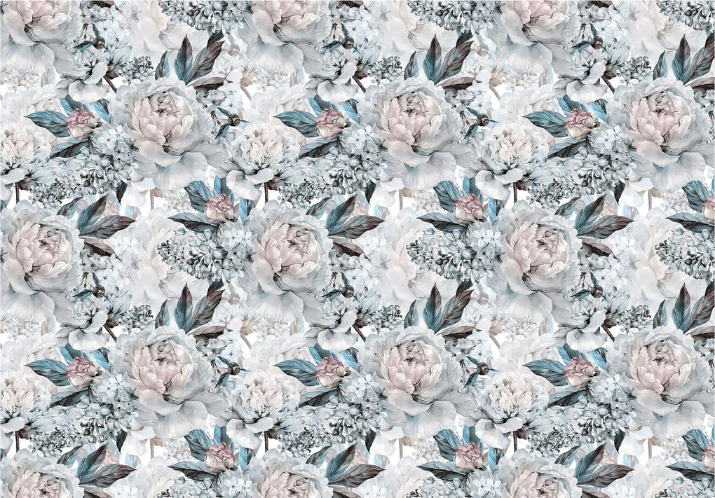 Flizelin fotótapéta Akvarell bazsarózsa és hortenzia Virágok 460x300 +ragasztó