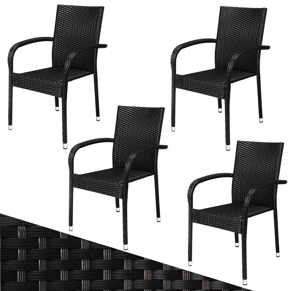 Deuba Comfort rattan székek 4 darabos - fekete