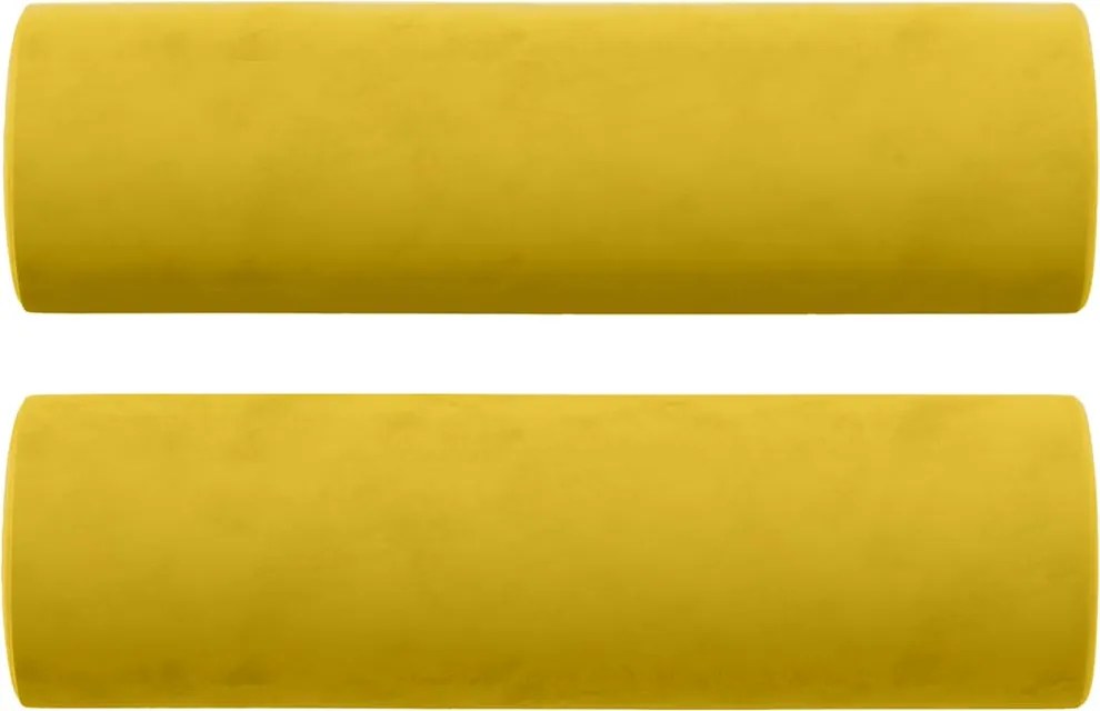 vidaXL 2 db sárga bársony díszpárna Ø15x50 cm