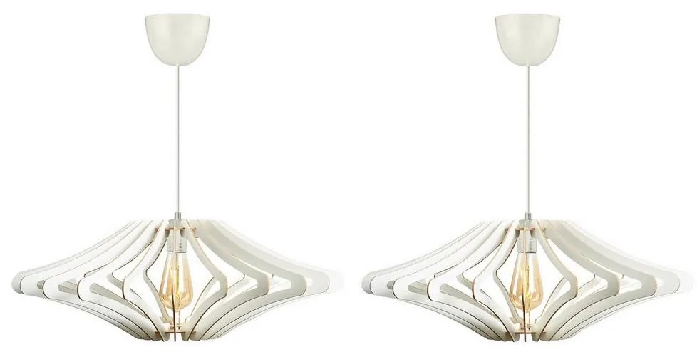 KÉSZLET 2x Csillár zsinóron 1xE27/60W/230V fehér átm. 47 cm