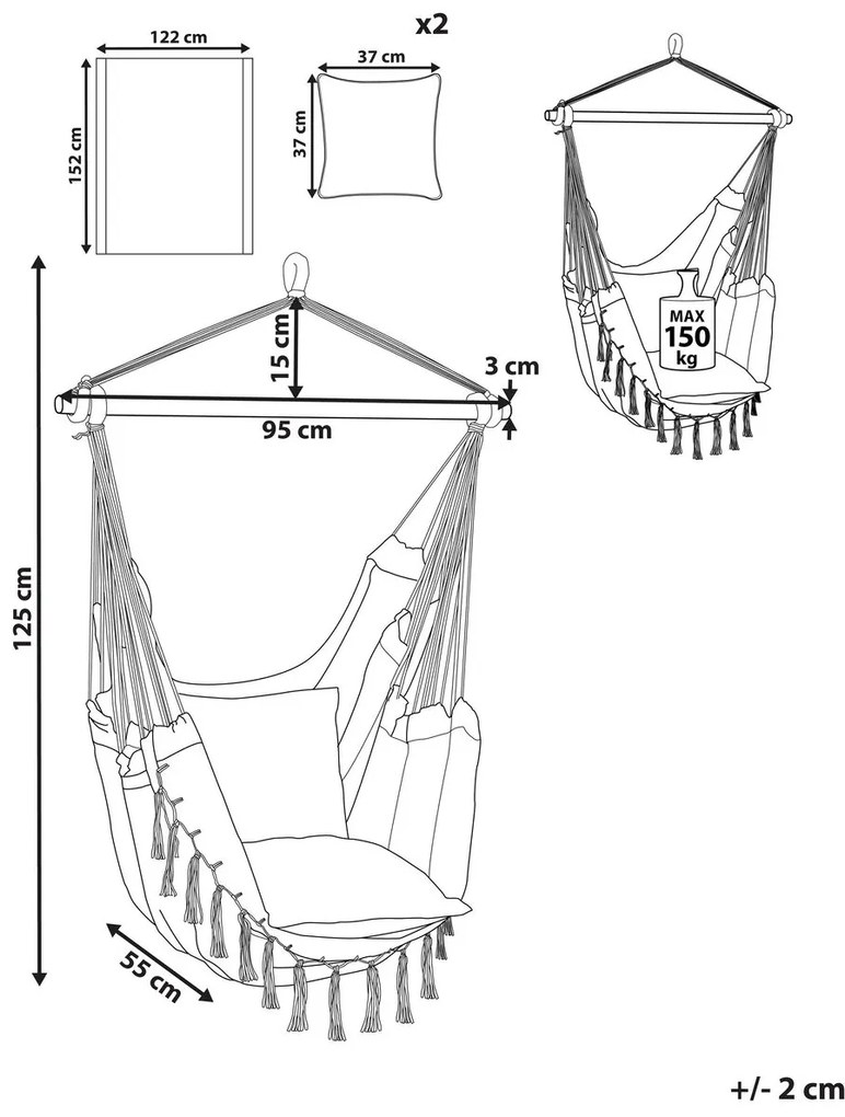 Függő fotel Blythe (szürke). 1078143
