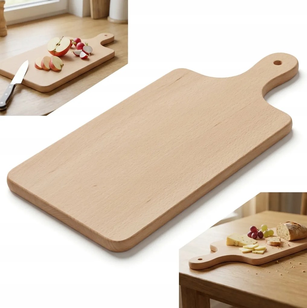 Hagyományos fa vágódeszka nyéllel 43 x 20 Konyhai bükk