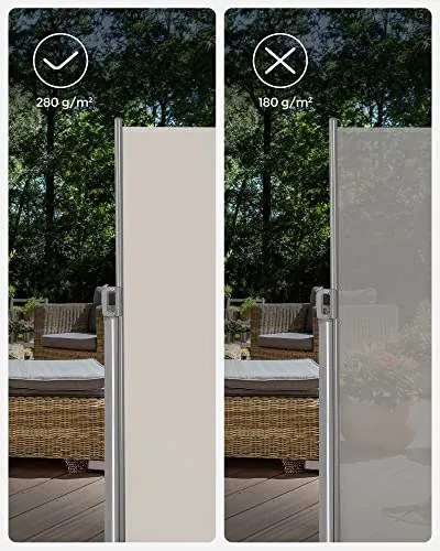 Oldalsó napellenző, kihúzható, 200 × 400 cm, bézs