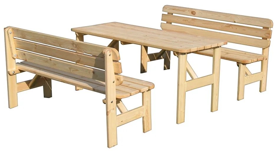 Natúr színű tömörfa kerti pad Viking – Rojaplast