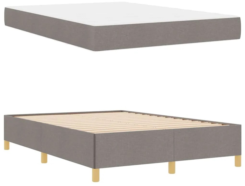 Boxrugós ágy matracmal Taupe és fehér 160 x 200 cm szövet