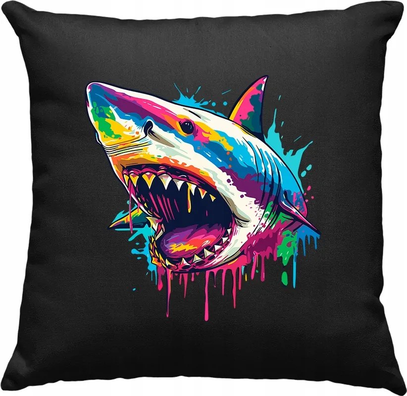 Állatos párna art cápa shark 6 fekete