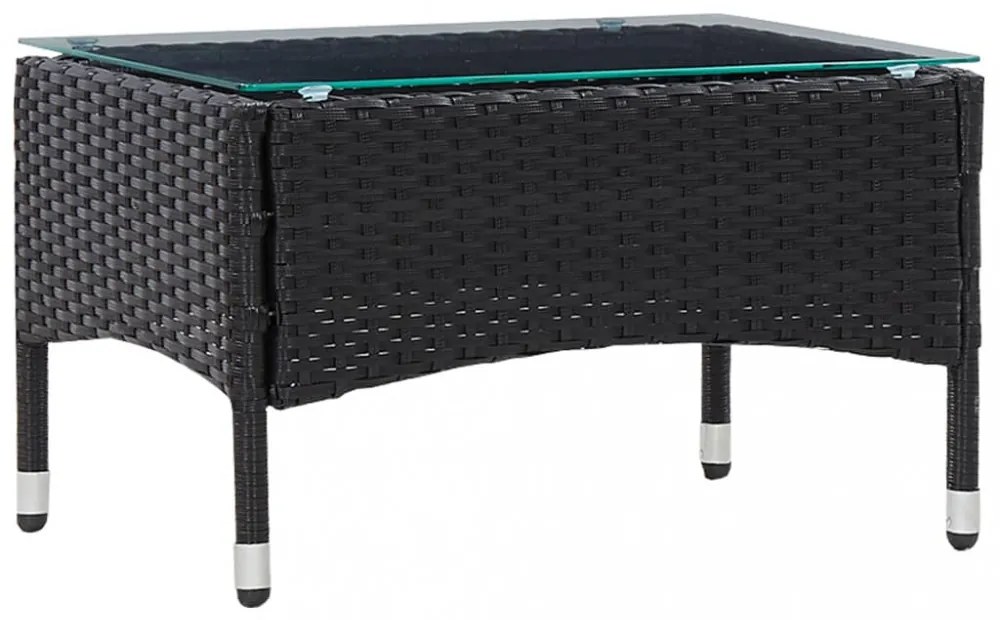 fekete polyrattan dohányzóasztal 60 x 40 x 36 cm