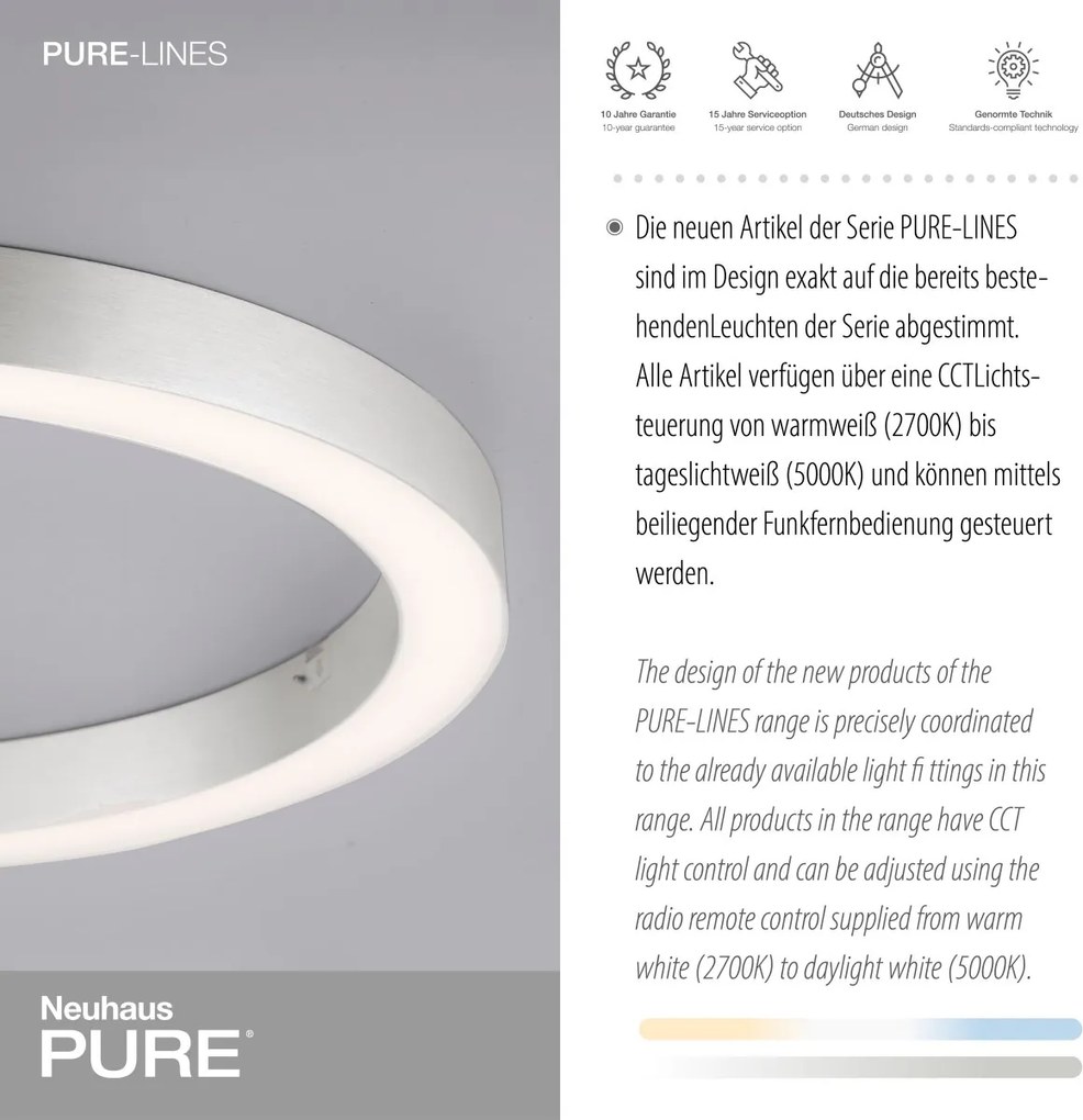 Paul Neuhaus modern mennyezeti lámpa pure-lines eloxált alumínium pln6309-95