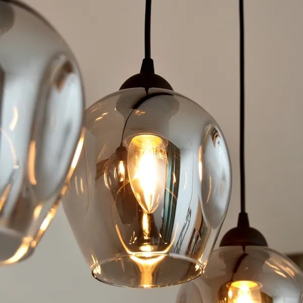 Csillár zsinóron LILI 3xE27/15W/230V fekete/szürke