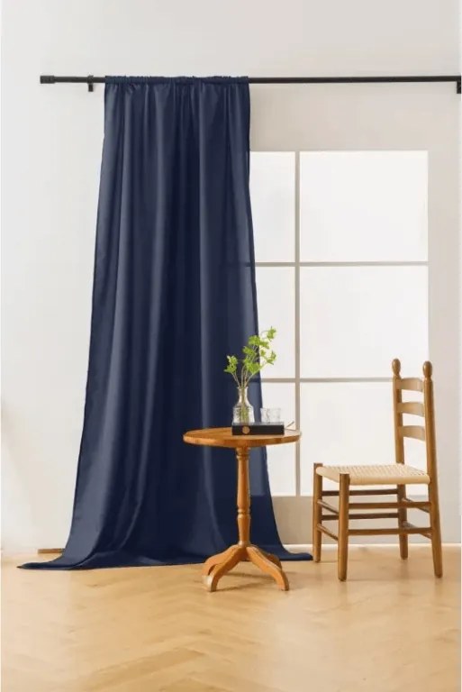 Függöny OXFORD LIGHT 140x270 cm, sötétkék Felfüggesztés: Hullámos sínszalag