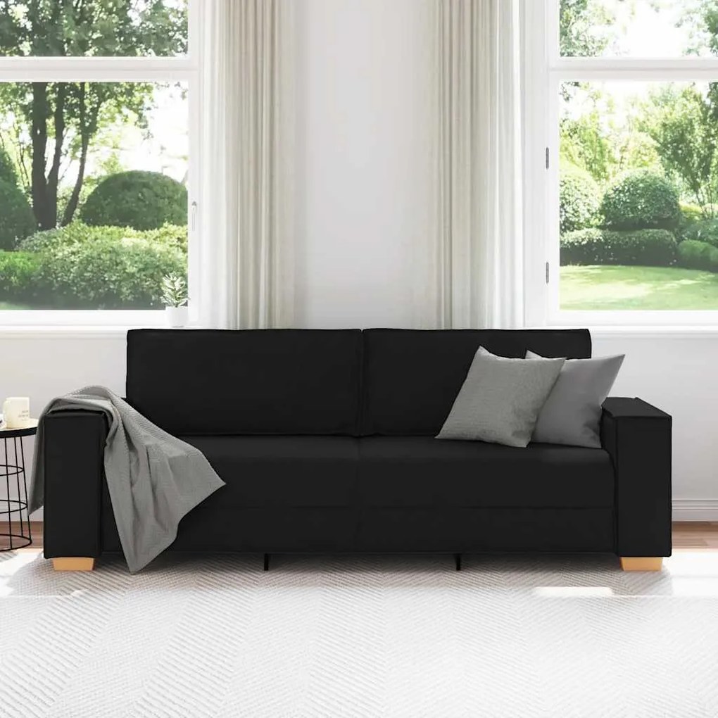 3 személyes, fekete szövetkanapé 180 cm