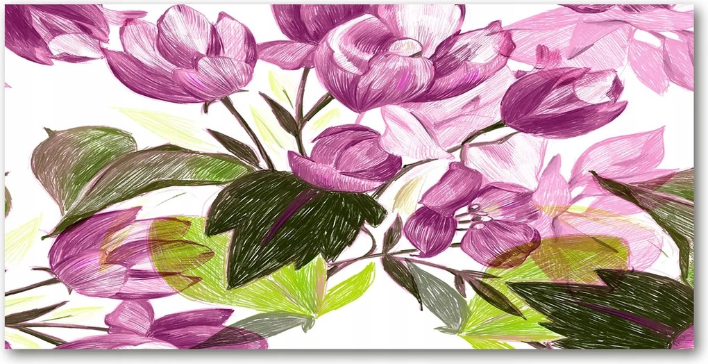 Konyhai panel Virágos mintás 100x50 cm Ragasztó