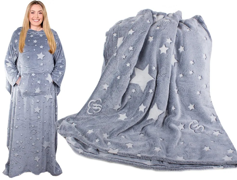 VERK Világító takaró ujjakkal - szürke