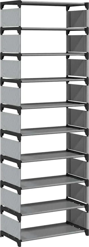vidaXL szürke nem szőtt szövetből cipőállvány 10 szintes 54x28x158 cm