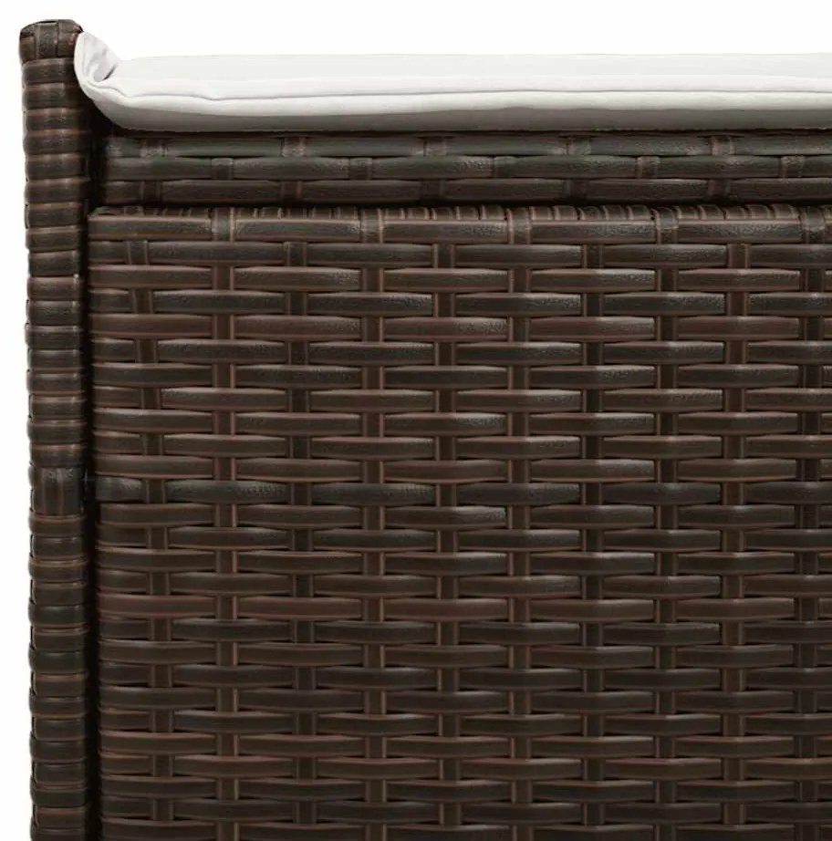 barna polyrattan kültéri tárolópad párnával 100 cm