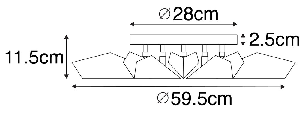 Design mennyezeti lámpa fekete arannyal 5-lámpás - Sinem