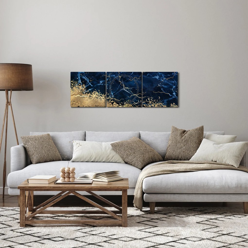 Kép - Sötétkék márvány (órával) (90x30 cm)